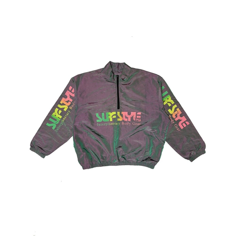 Vintage 90s Surf Style Windbreaker Jacket 3X Iridescent 1/4 Zip Retro Bomber